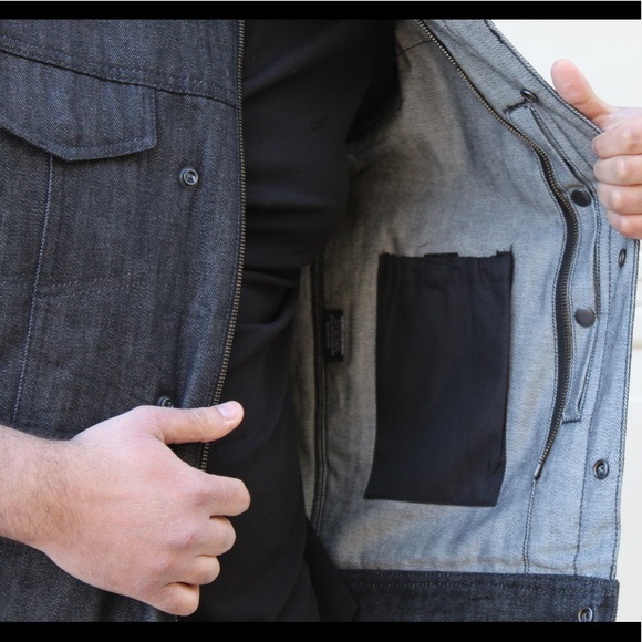 Men’s Motorcycle Denim Concealed Carry Vest - Picture 4 of 7